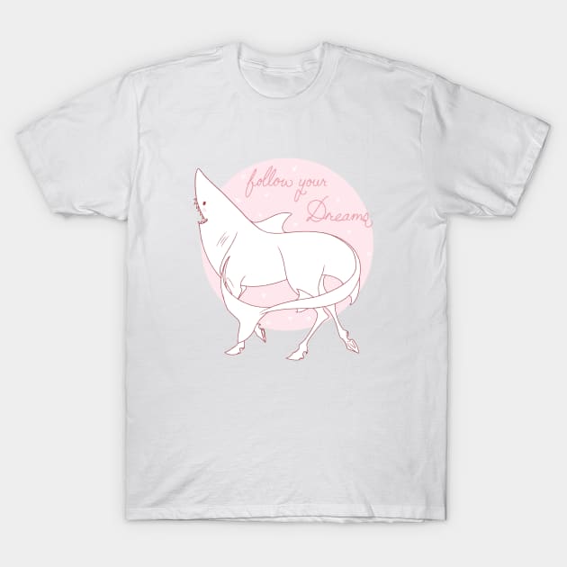 Horse Shark Pink T-Shirt by Naimly